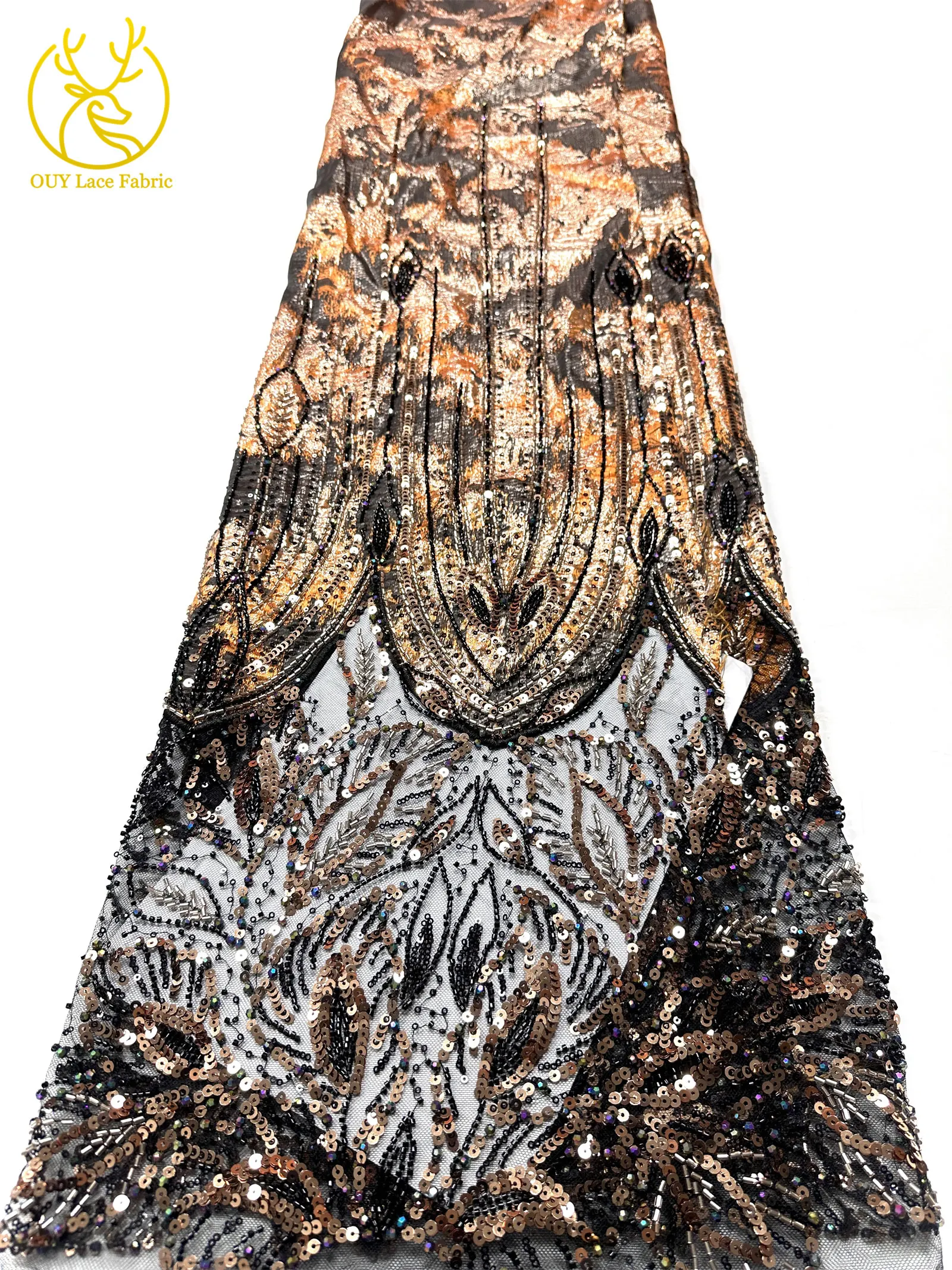 2026 Luxuriöser afrikanischer Chiffon-Spitzenstoff mit schweren Perlen, lila nigerianischer Pailletten-Spitzenstoff, geeignet für Damen-Partykleider – Detail 24