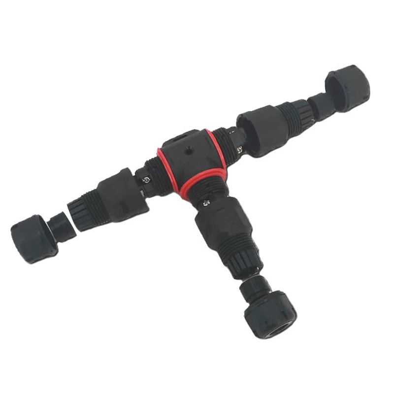 

New IP68 Waterproof connector T Shape 3 Pin 250V 24A Cable Wire Gland Sleeve connect