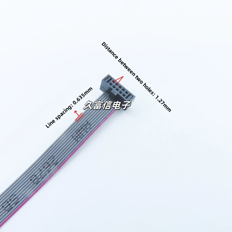 1pcs FC-10P Flat Cable 1.27mm Pitch 2*5Pin IDC Cable 10/20/30/50cm Gray Flat Ribbon Data Connection Cable JTAG Download Cable