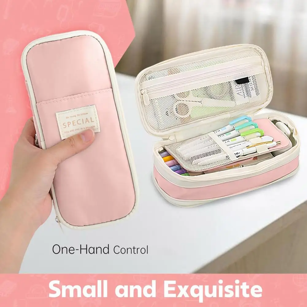 Capacity Pencil Case Expandable Canvas Pencil Case with Zipper Closure Capacity Stationery Holder for Pens for School