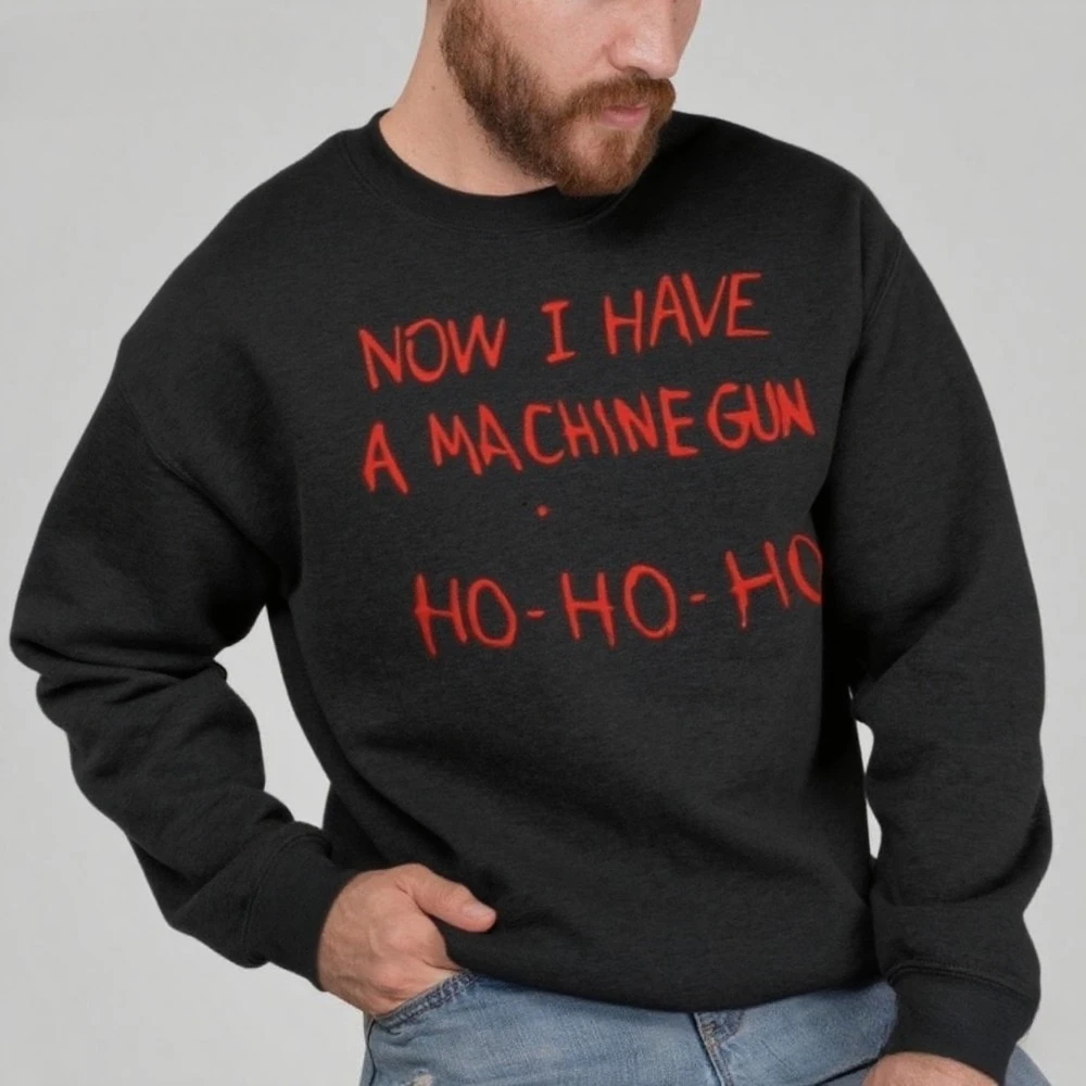 Now I Have A Machine Gun Ho Ho Ho Christmas Jumper Funny Die Hard Movie Sweater Xmas Gift for Action Film Fans