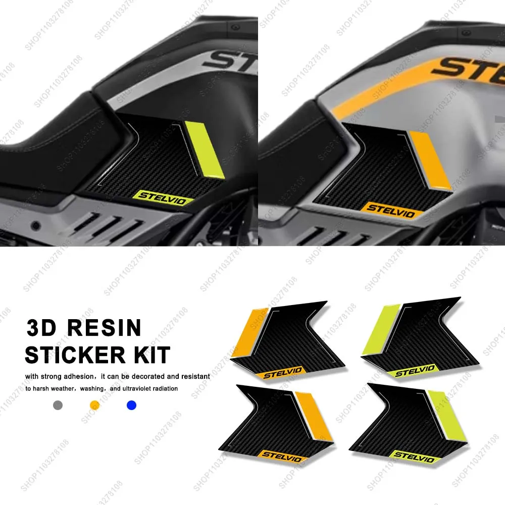 Pegatina lateral para tanque de combustible de motocicleta, Kit de calcomanías de protección de resina epoxi 3D antideslizante para Moto Guzzi Stelvio 2024 2025