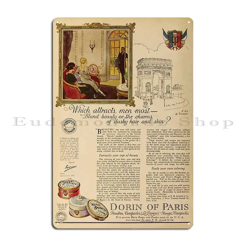 Advertisements Photoplay Magazine July Through December 1921 0236 Dorin Of Paris Metal Sign Sign Garage Designer Tin Sign Poster