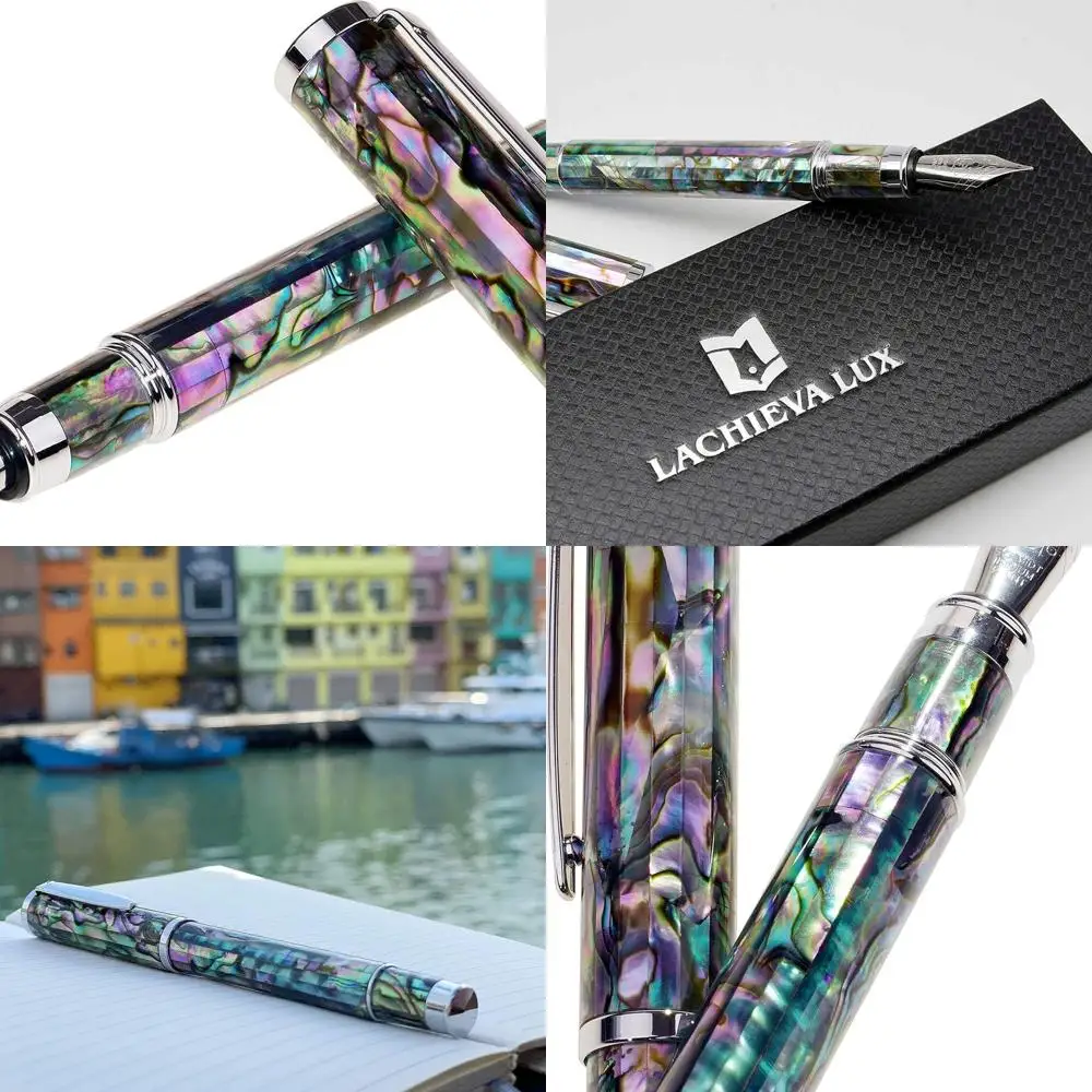 

Перьевая ручка ручной работы из морского ушка с немецким тонким наконечником, многоразовым конвертером, роскошной ручкой для каллиграфии и подарочным набором