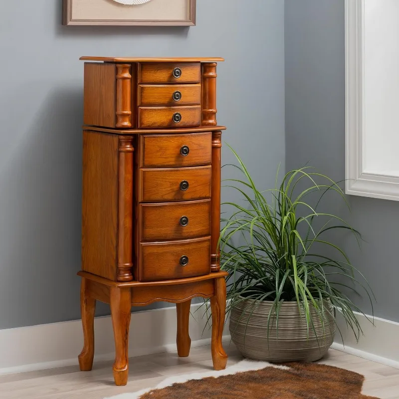 Furniture Powell Jewelry Armoire, Distressed Woodland Oak Black Lining