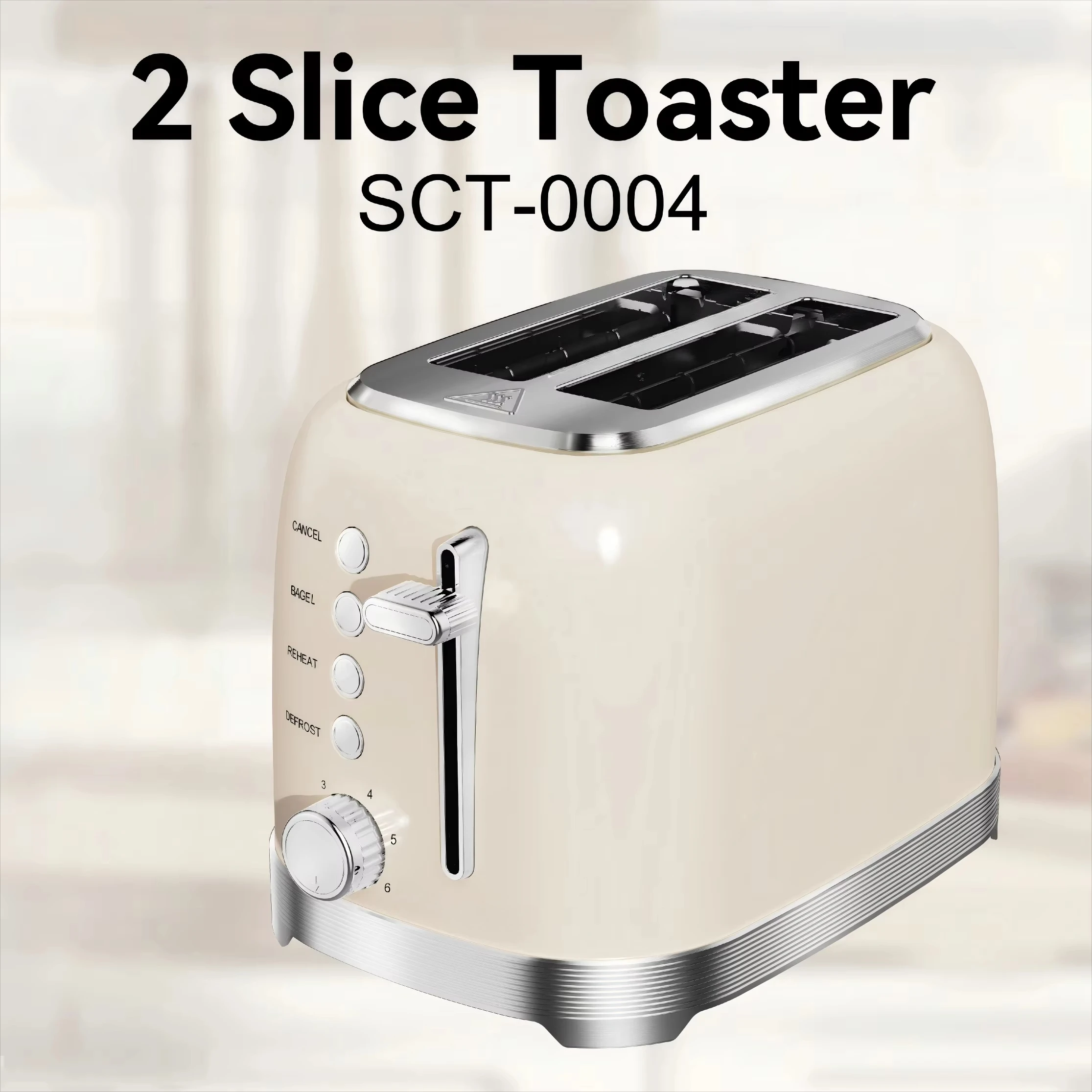 

2-Piece Electric Retro Stainless Steel Breakfast Toaster Automatic Pop-Up Mechanical Timer