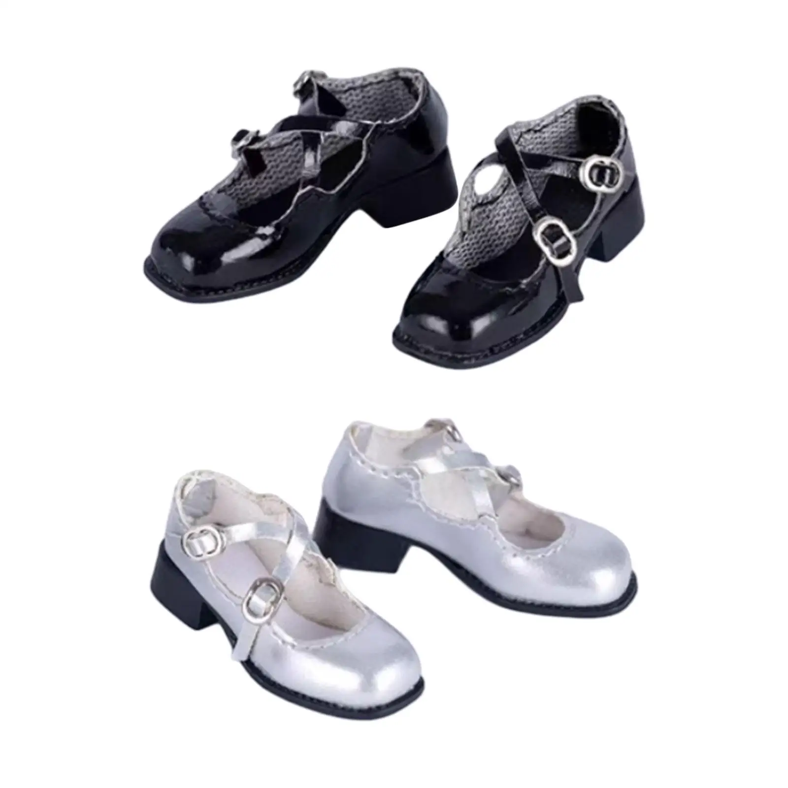 

Туфли с круглым носком для кукол, средний каблук из искусственной кожи для фигурок 1:6