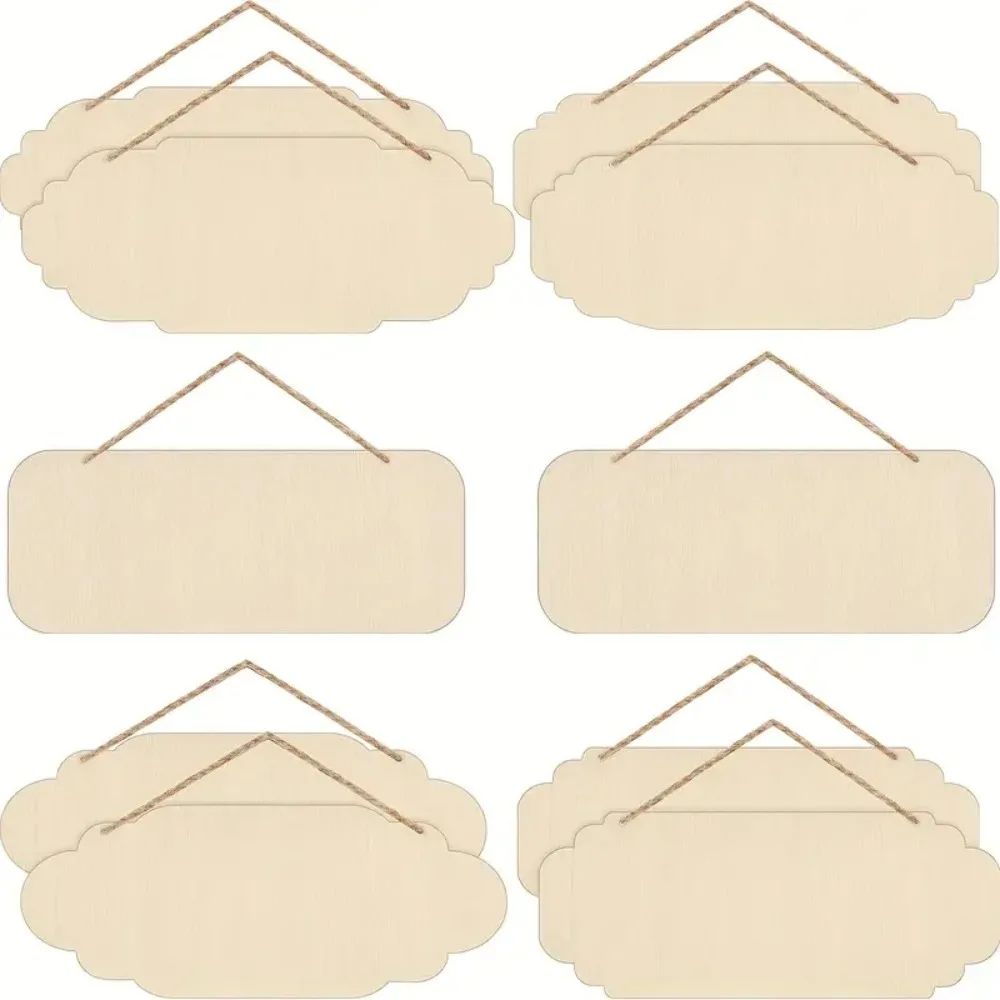 Leeres Rechteck oval hängendes Holz banner mit Seil, geeignet zum Malen Schreiben DIY Handwerk Urlaub Dekoration Tür schild