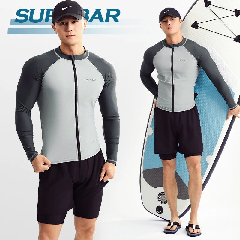 

Мужской купальный костюм SAILBEE, защита от УФ-лучей, с длинным рукавом, топ для дайвинга, брюки с длинным рукавом и разрезом