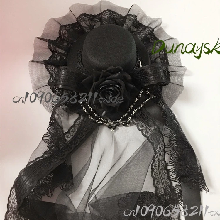 حجاب قبعة لوليتا الصغيرة - غطاء رأس عتيق لحفلات الشاي/الزفاف/السفر (الهالوين/عيد الميلاد/أوكتوبرفيست/عيد الفصح)