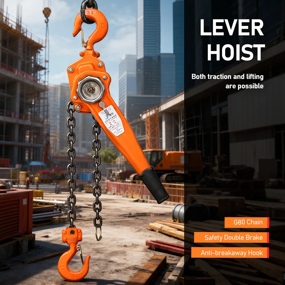 Lever Chain Hoist 0.75 Ton/1.5 Ton/2 Ton Lever Block with 2 Heavy Duty Hooks Chain for Warehouse Building Automotive Machinery