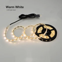 USB Powered LED Strips 2835 White/Warm White DC 5V 1-5m Flexible Ribbon TV Background Lighting Cabinet Lamp Tape Home Wall Decor