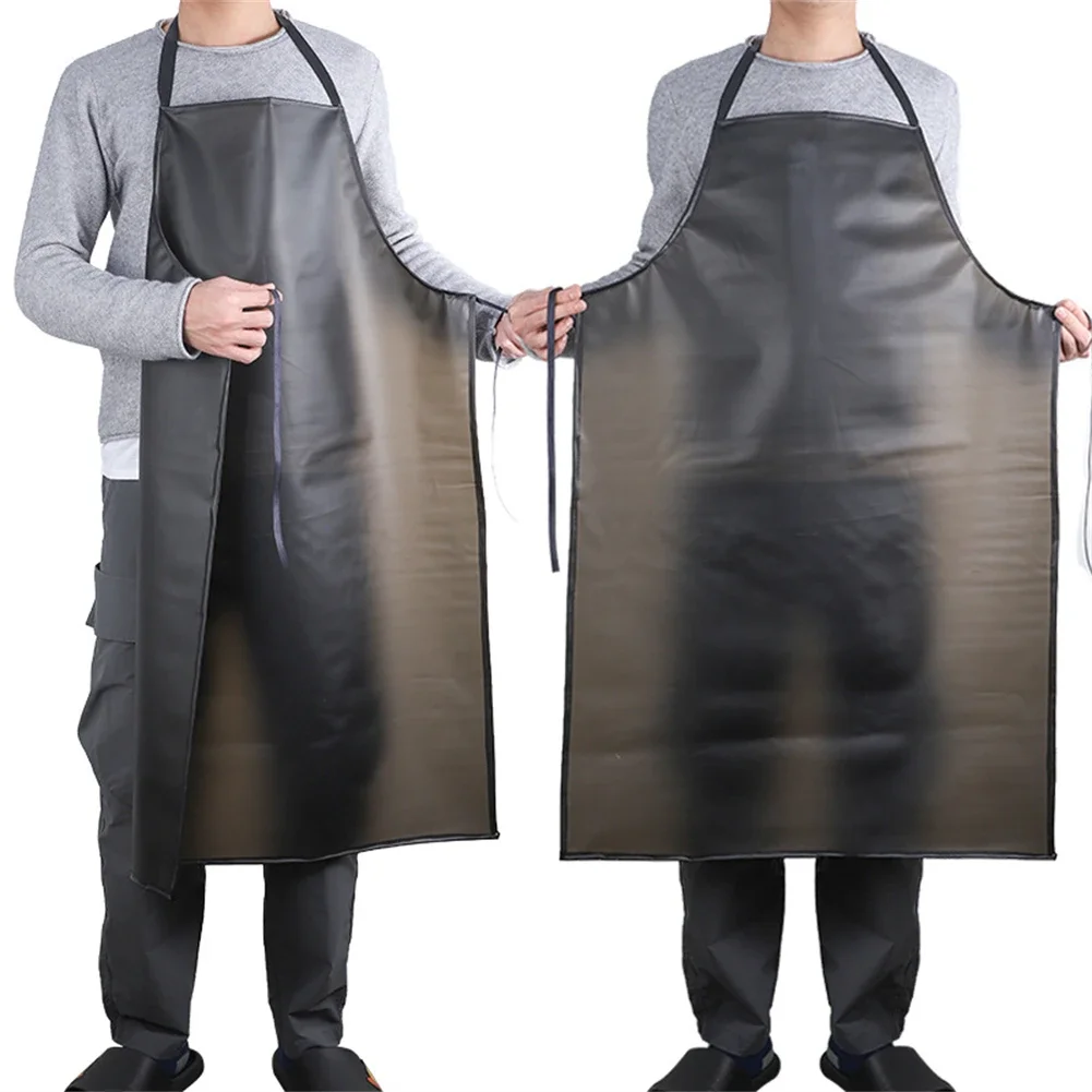 Waterproof Oilproof Apron Men Women Work Apron PVC Black Hotel Aquatic Butchery Food Chef Apron For Kitchen Areas Work Cleaner