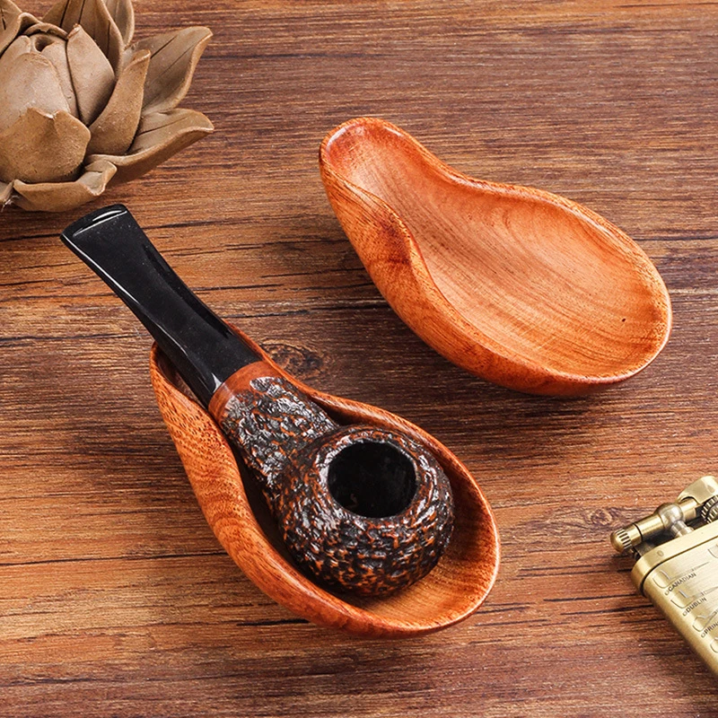 Rosewood Tobacco Pipe Holder Scoop Shape Portable Wood Pipe Stand Accessories Smoke Tobacco Filter Placement Gifts for Friend