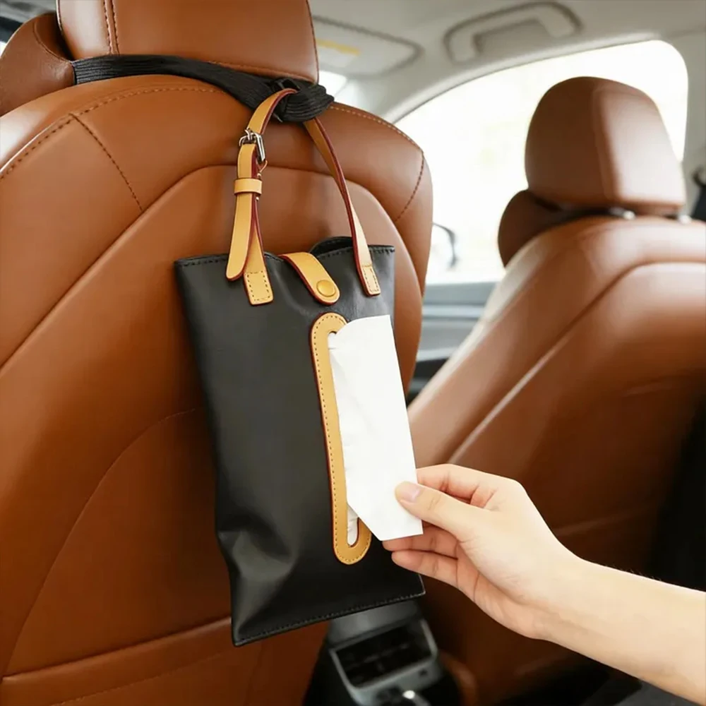 CRAZYSMITH Genuine Leather Home Decor Tissue Holder Luxury Car Tissue Bag Paper Holders Auto Interior Accessories Gifts