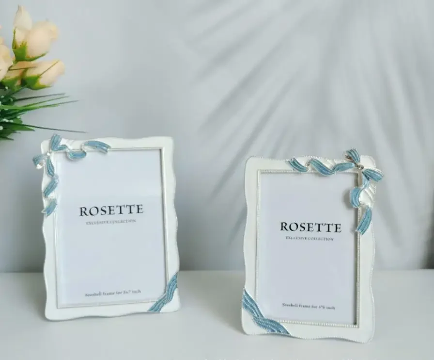 New style 6/7inches Metal Picture Frames Decorated with ribbons marco fotos for house desktop decor