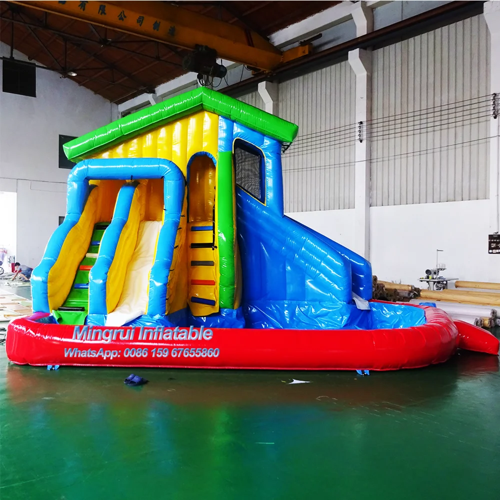 Inflatable Colorful House Jump Bouncing House, Bouncy Castle, Water Slide Combo Playground