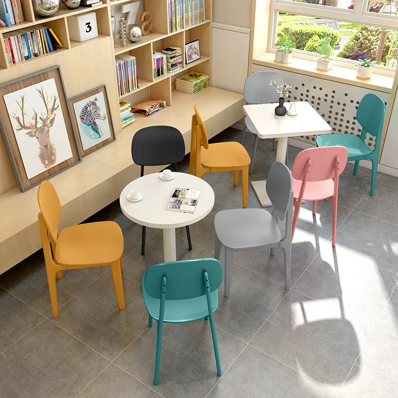 

Casual Table and Chair Combination Milk Tea Dessert Cake Shop Restaurant Chair Bakery Snack Shop White Table