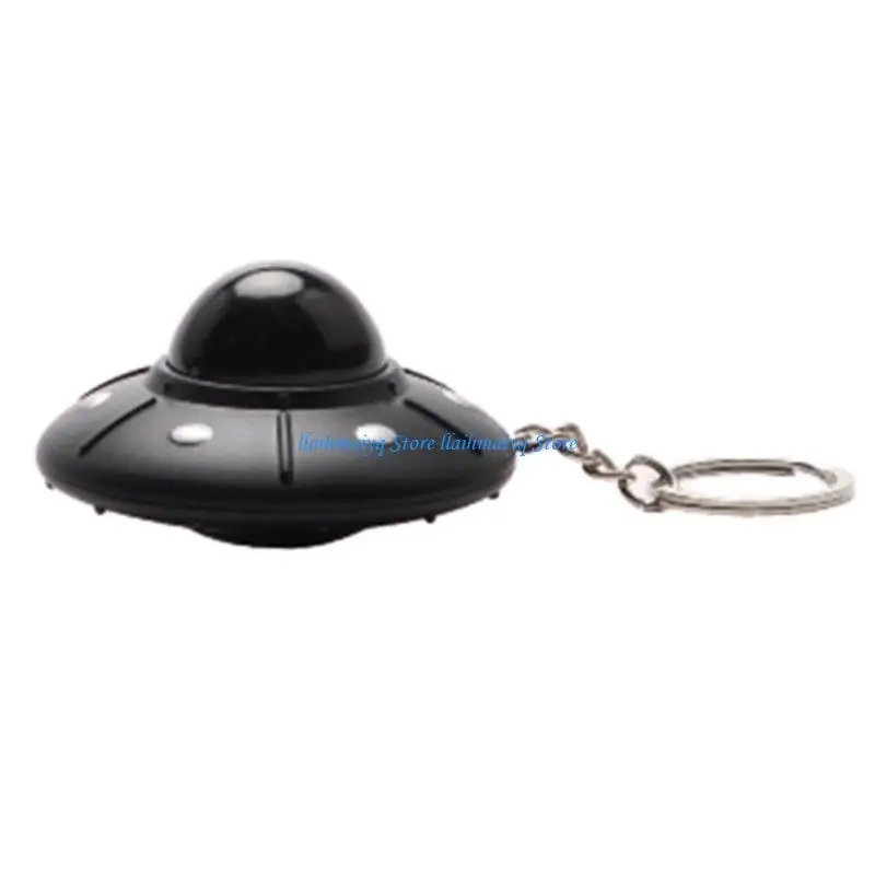 573B UFO Keyring Ornament Mini Spaceship Model Keychain Pendant with LED Light