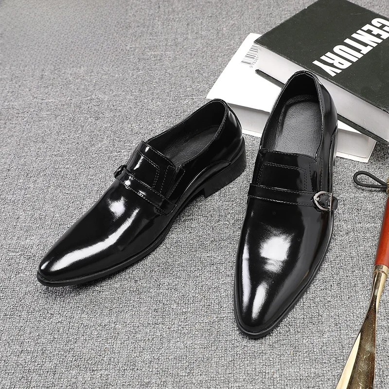 JACKS New Pointed Toe Leather Shoes Genuine Casual Men's Bright Surface Business Leisure Fashionable Men's Shoes