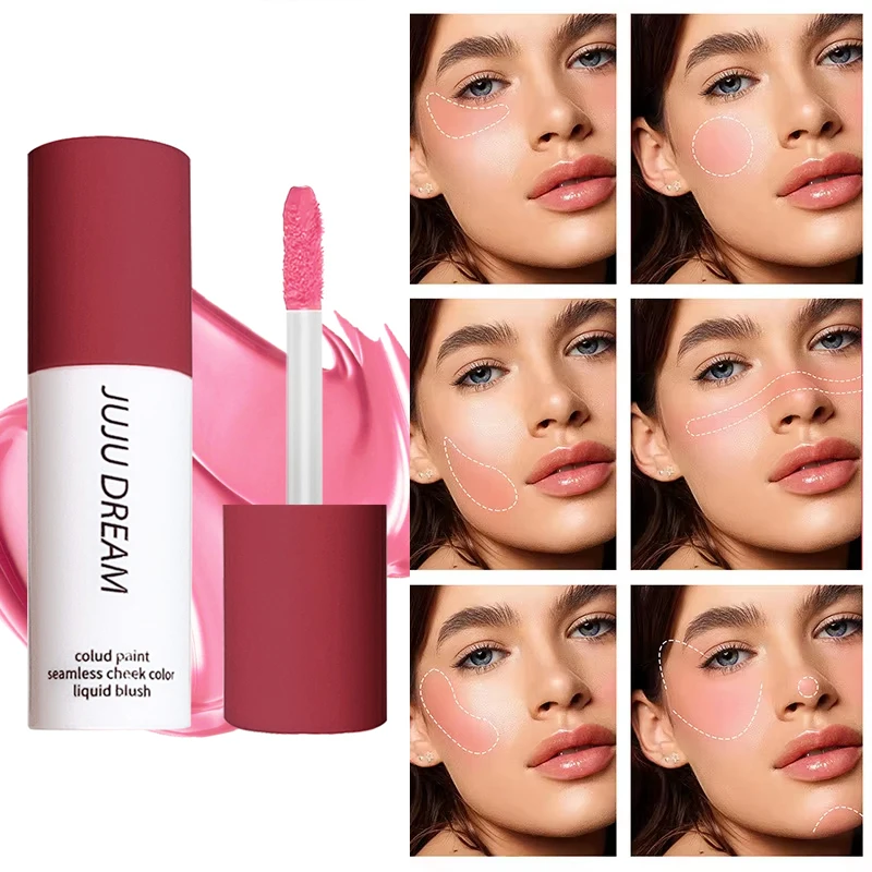 6 Color Highly Pigmented Matte Liquid Blush Long Lasting Non Fading Smooth Festival Stage Makeup Blush