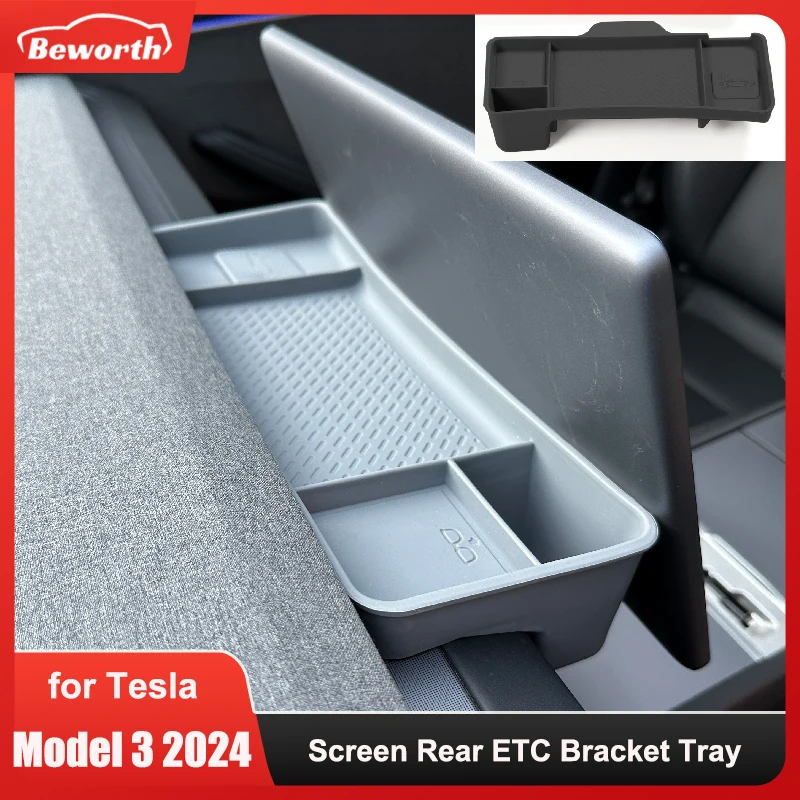 

For Tesla Model 3 Highland 2024 Dashboard Storage Tray Silicone Instrument Panel Screen Rear Organizer Tissue Box Center Console