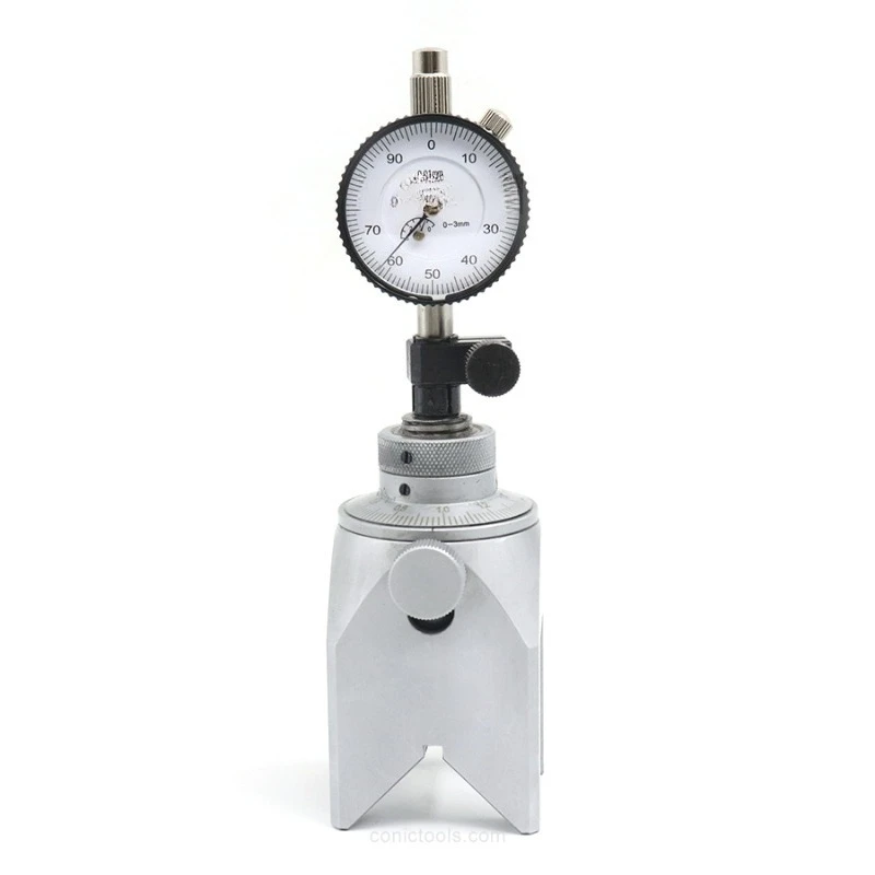 Boring machine tool setting gauge V block adjusting tool height dial