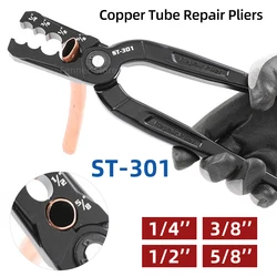 DSZH ST301 Alicates de reparación de tubos de cobre, redondeador compuesto y tubo plano plegable, herramienta de alicates redondos versátil, fija fugas rápidamente y fácilmente