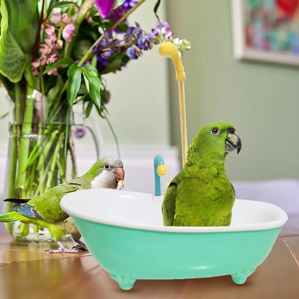 Parrot Automatic IntelligentBath Bird Shower Bathtub Blue Plastic Cute Parakeet Cage AccessoryBird AccessoriesHousehold Supplies