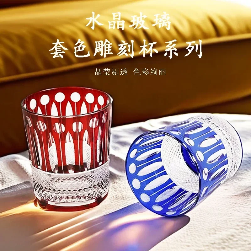 Japanese style, crystal glass whisky, hand-carved glass