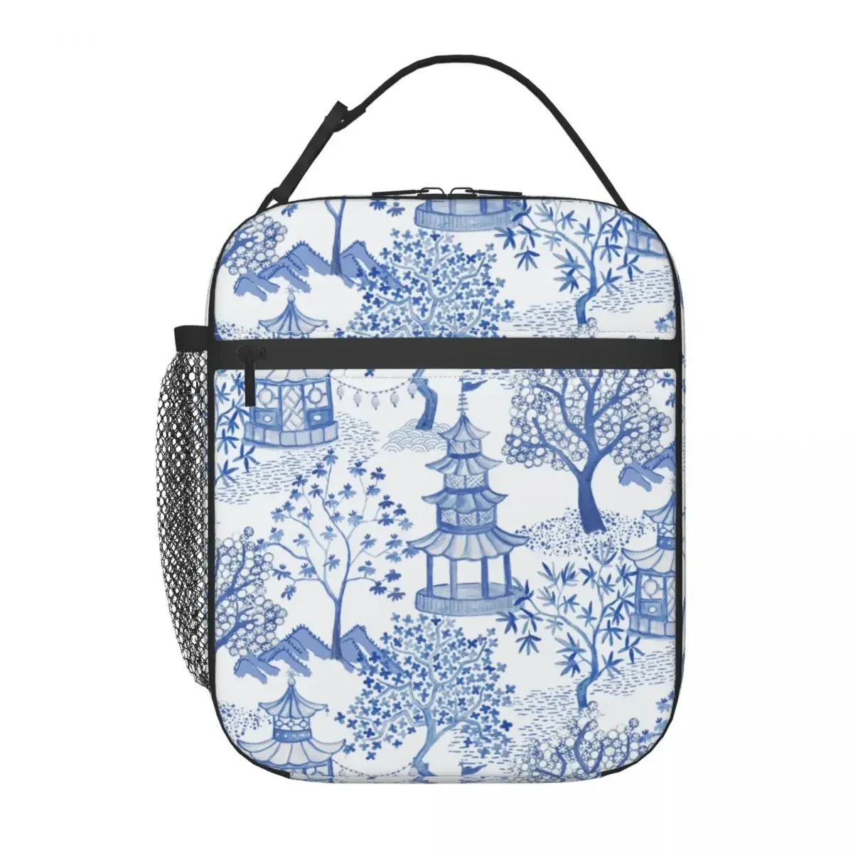 Pagoda Forest Insulated Lunch Bags for School Office Blue Delft Vintage Chinoiserie Waterproof Thermal Cooler Lunch Box Women