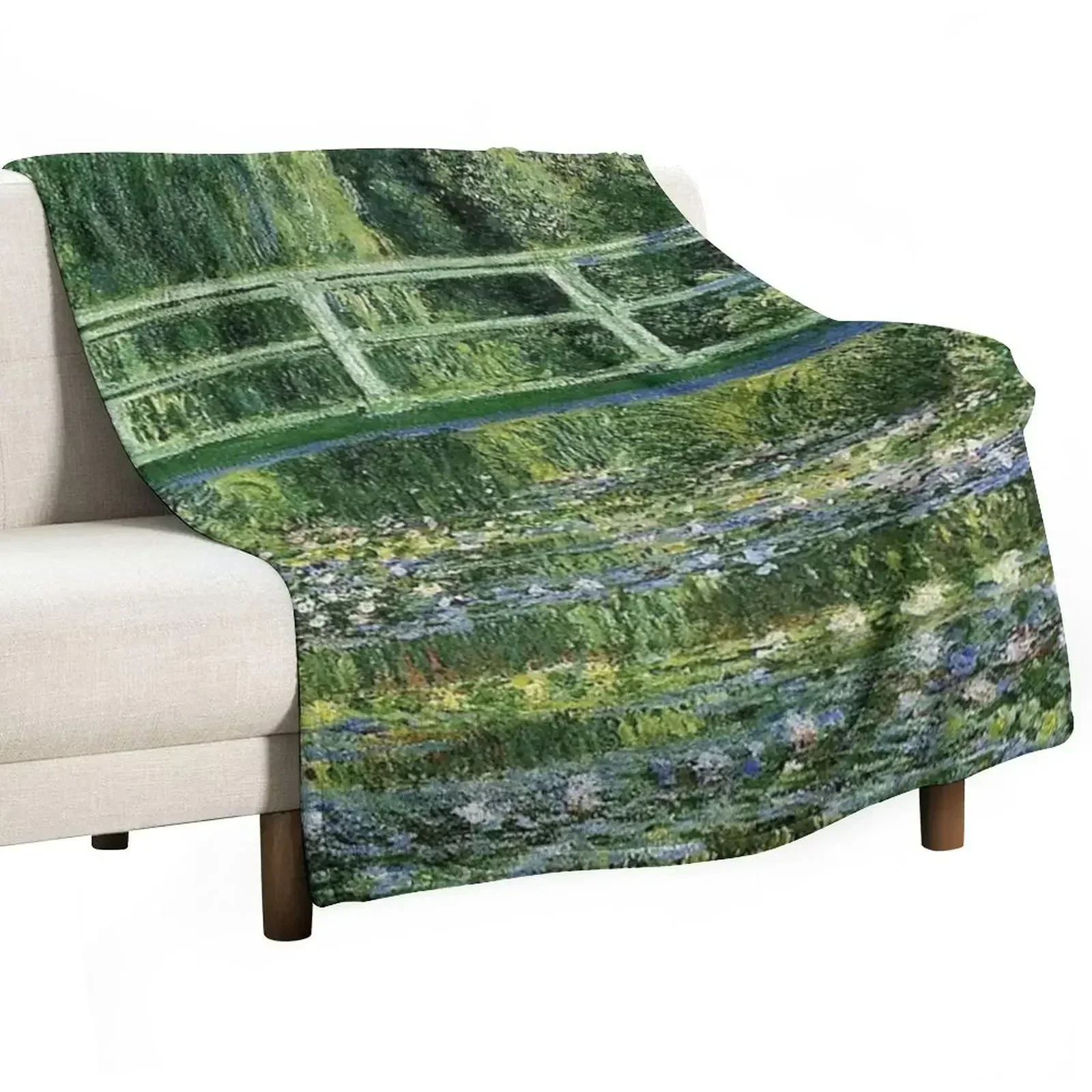 

WATER LILLIES AND JAPANESE BRIDGE - CLAUDE MONET Throw Blanket Blankets For Baby for babies Luxury Designer Blankets