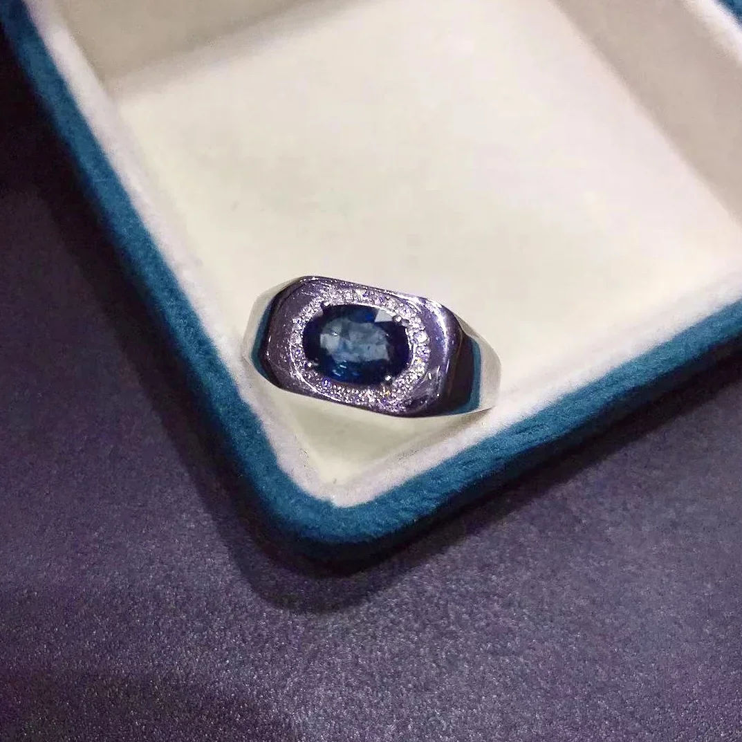 

Natural Sapphire Ring for Daily Wear Gift for Man925 Silver Snake Ring with Blue Sapphire 6mm*8mm 1.5ct Silver Sapphire Jewelry