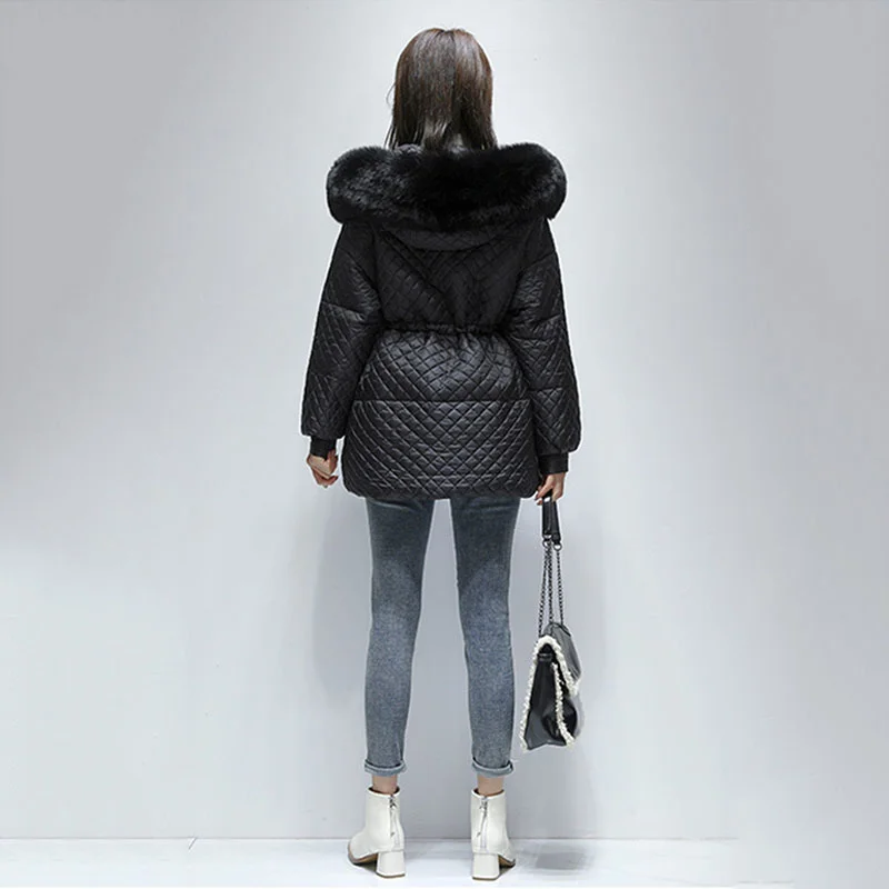 Winter 2023 Women 90% White Duck Down Jacket Real Natural Fox Fur Hooded Warm Thick Puffer Feather Coat Snow Outwear