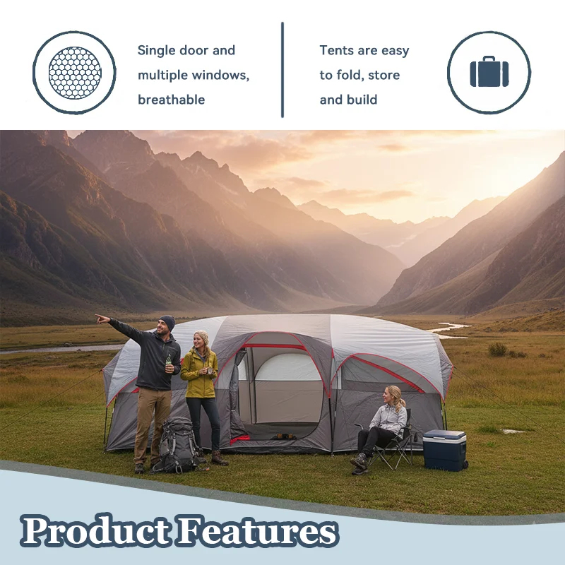 Outdoor Adventure Festival - 8인용 캠핑 텐트 메쉬 통풍 해변