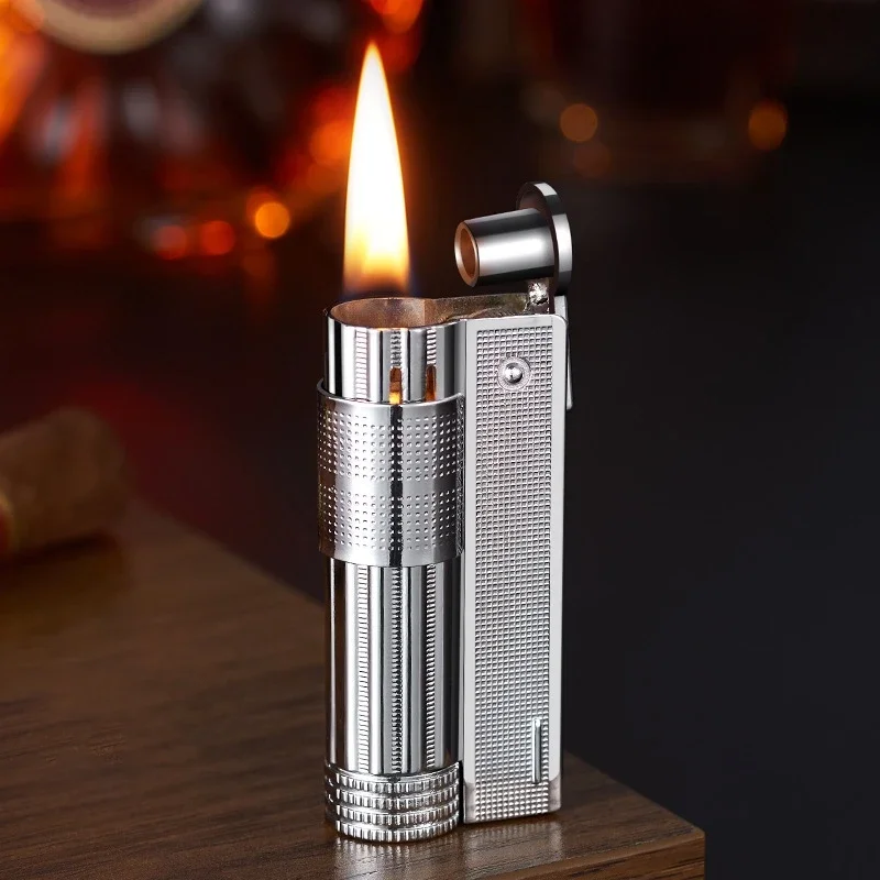 Classic Retro Vintage Portable Push Ignition Lighter Mini Metal Windproof Grinding Wheel Flint Kerosene Lighter