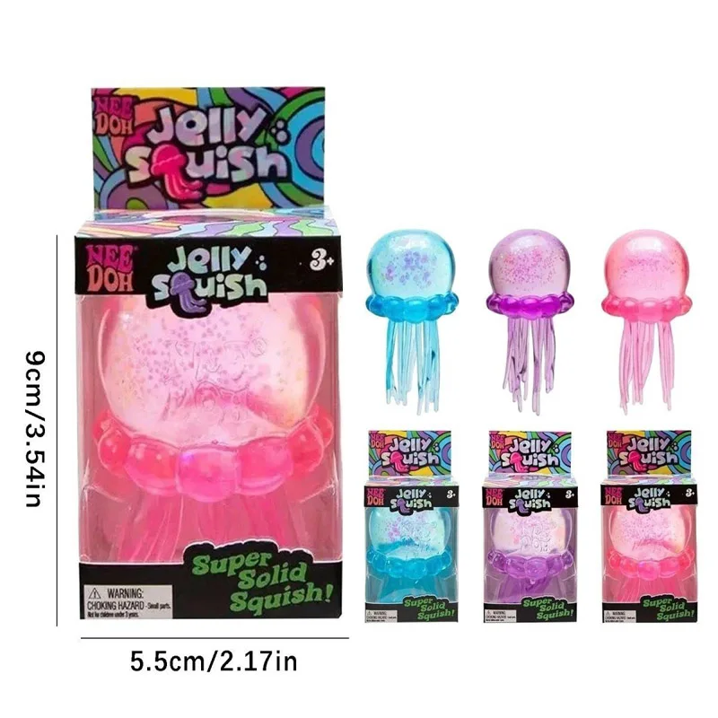 NeeDoh  Trending Jellyfish & Cube Squish Toy, Soft Jelly Squeeze Stress Relief Fidget Toy, Sensory NeeDoh for  & Adults