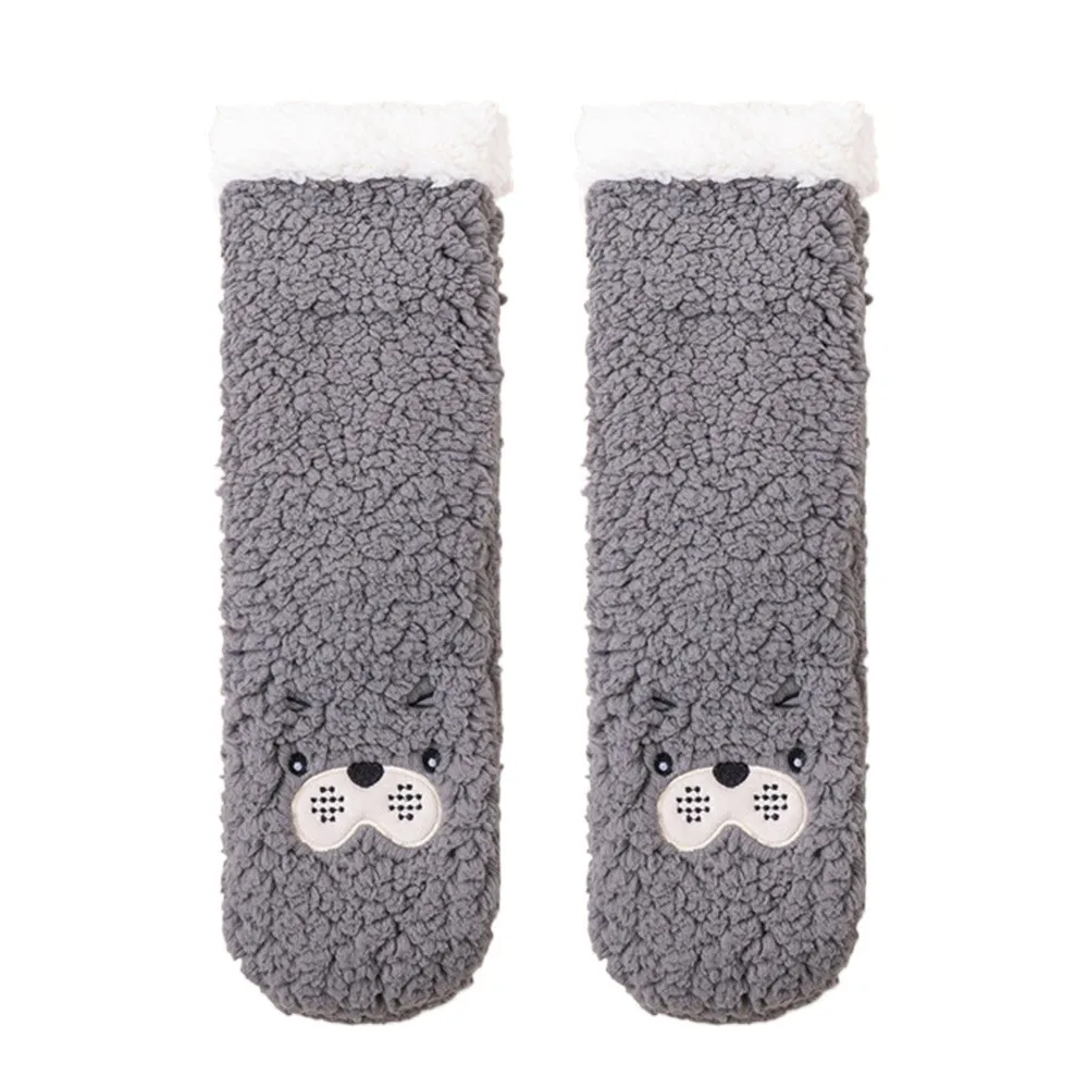 

1 пара модных забавных пушистых носков из кораллового флиса, теплые носки с 3D собачьими ушками, утепленные мягкие забавные зимние носки