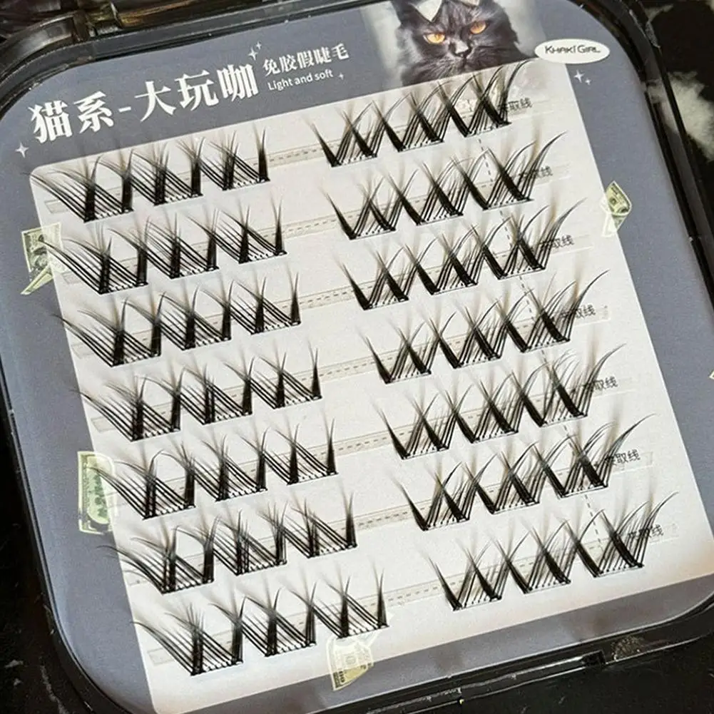 رموش صناعية خالية من الغراء واقعية طبيعية كسول نمط كوميدي مجموعة واحدة مجزأة رموش سميكة للفتيات