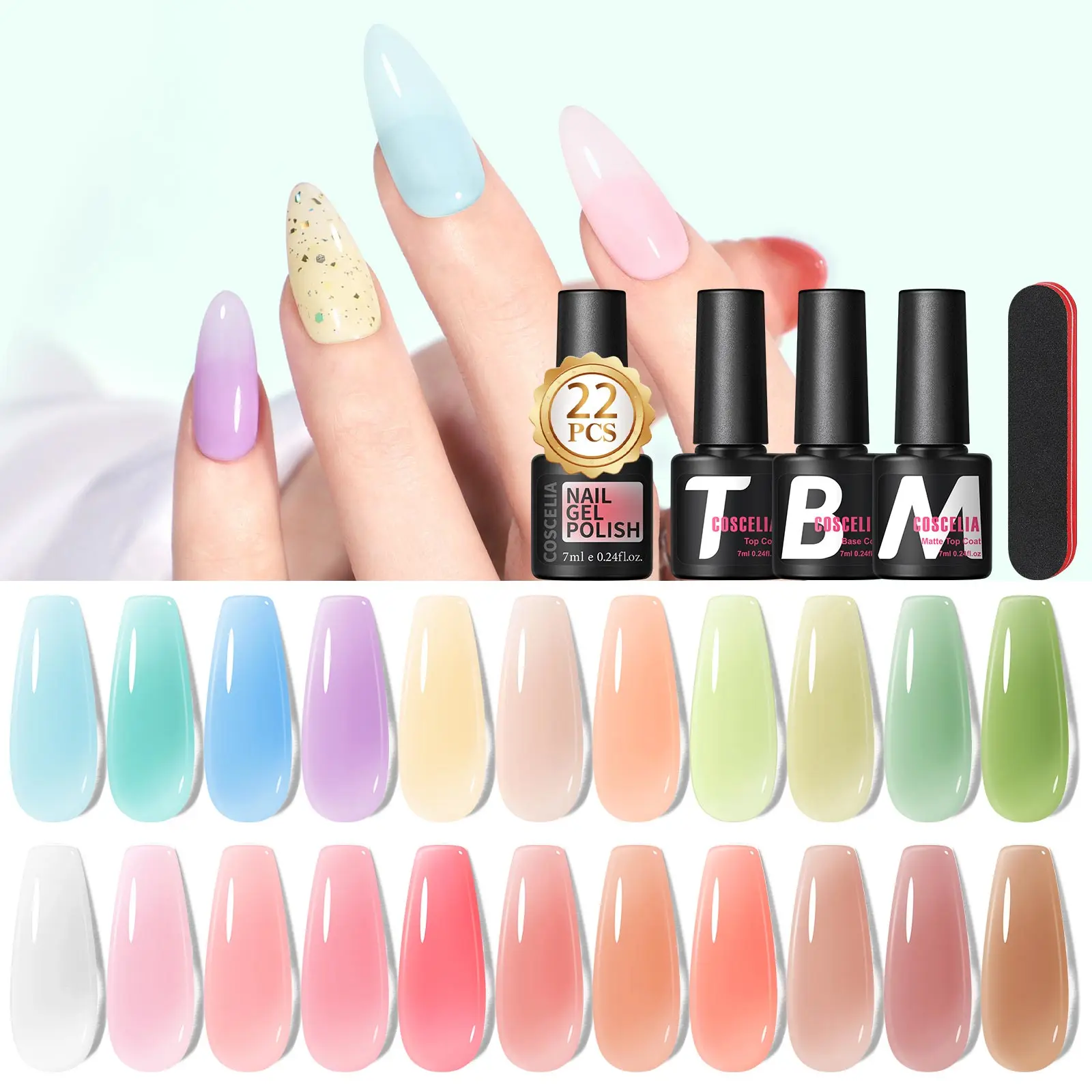 

Набор гель-лаков для ногтей Coscelia Jelly, прозрачный, прозрачный, розовый, телесный, хрустальное стекло, набор гель-лаков для ногтей с базой и верхним покрытием для подарка ногтям
