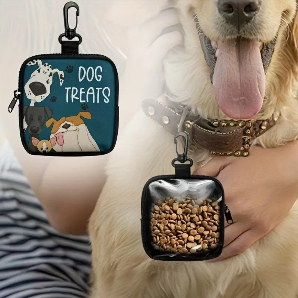 Waterproof Dog Treat Pouch Transparent Window Clip Attachment Pet Snack Bag Zipper Closure Snack Container