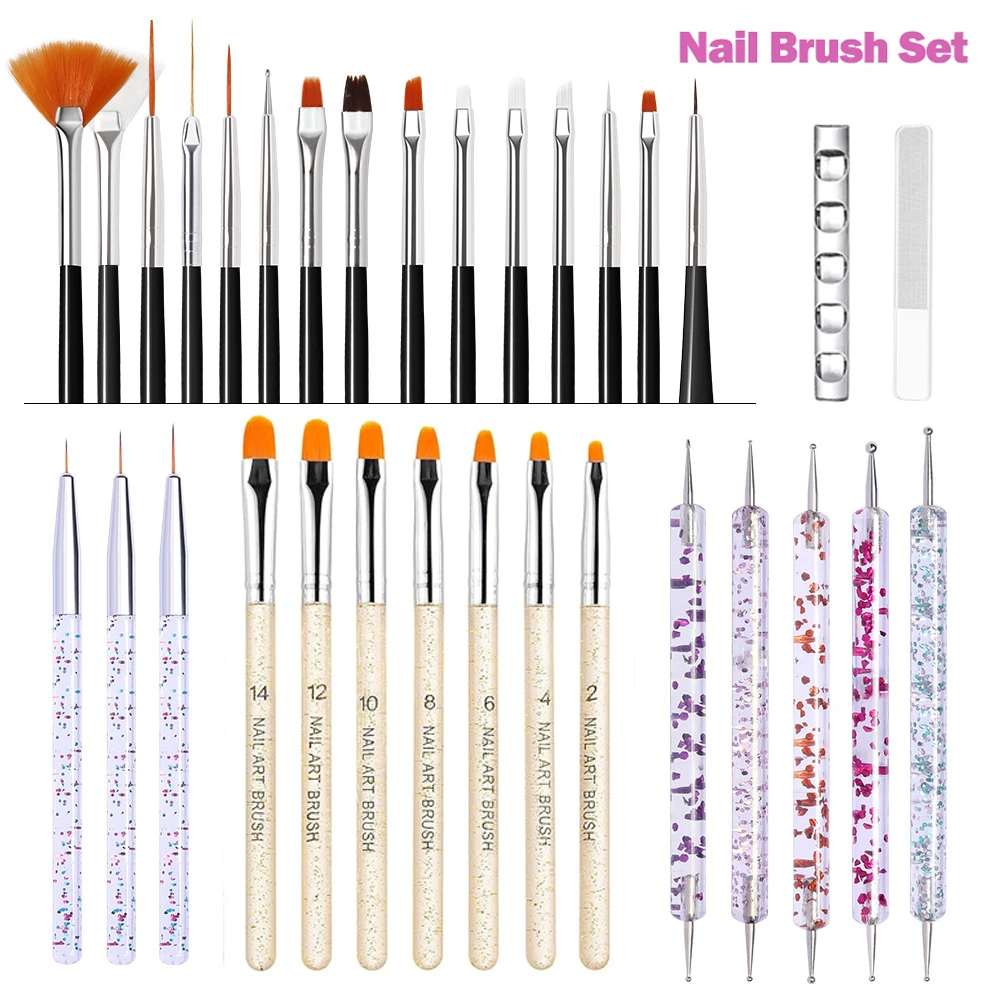 

32-Piece Professional Nail Art Brush Set – DIY Nail Design, Painting, Lining & Polishing Kit for Home & Salon Use