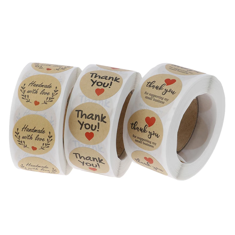 500Pcs/Roll Thank You Stickers Seal Labels Round Paper Label sticker for Decoration