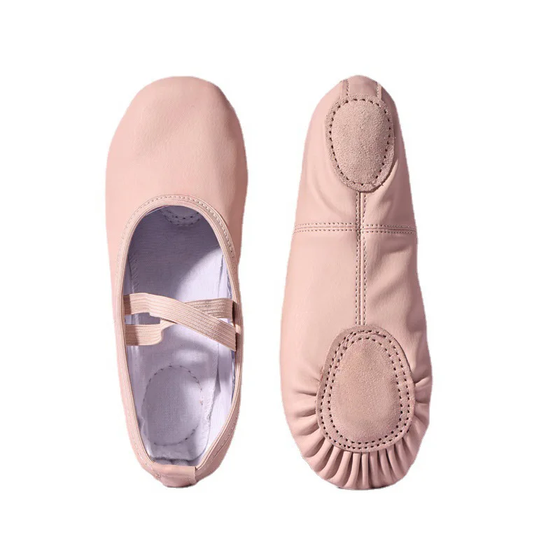 Wholesale children's soft soled dance shoes, PU leather ballet shoes for men and women, foreign trade adult gymnastics, yoga, ca