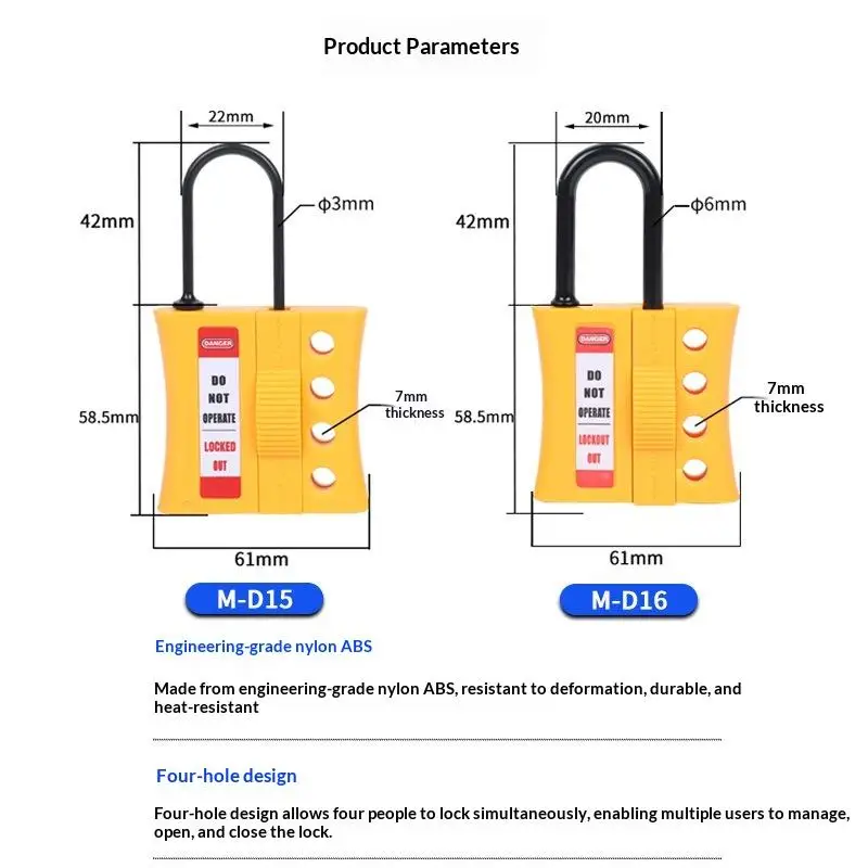 Lockout Hasp 4 Hole Insulated Safety Lock Hasp Non Conductive Multi Lock Buckle For Industrial Electrical Equipment Maintenance