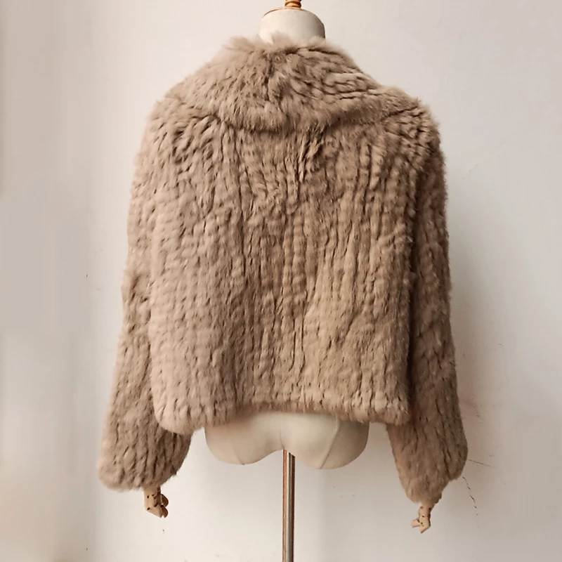 2023 Women Winter Knitted Real Rabbit Fur Coat Loose High Quality Loose Natural Fur Jacket Long Sleeve Luxury Genuine Fur Coats