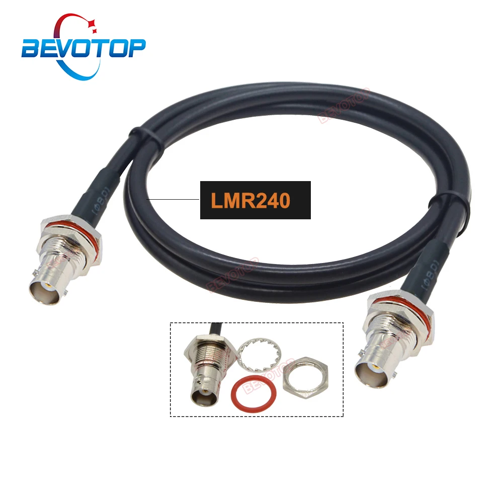 BEVOTOP Low Loss BNC LMR240 Cable Waterproof Bulkhead BNC Female to Female RF Coaxial Pigtail LMR-240 50 ohm Extension Jumper