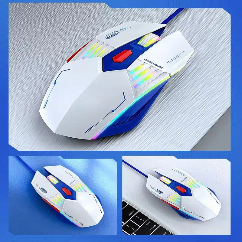 G560 Mouse Wired Gaming Computer Office Accessories Laptop Laser USB Cable Mouse RGB Backlight Wheel Ergonomic 3 DPI Adjustable