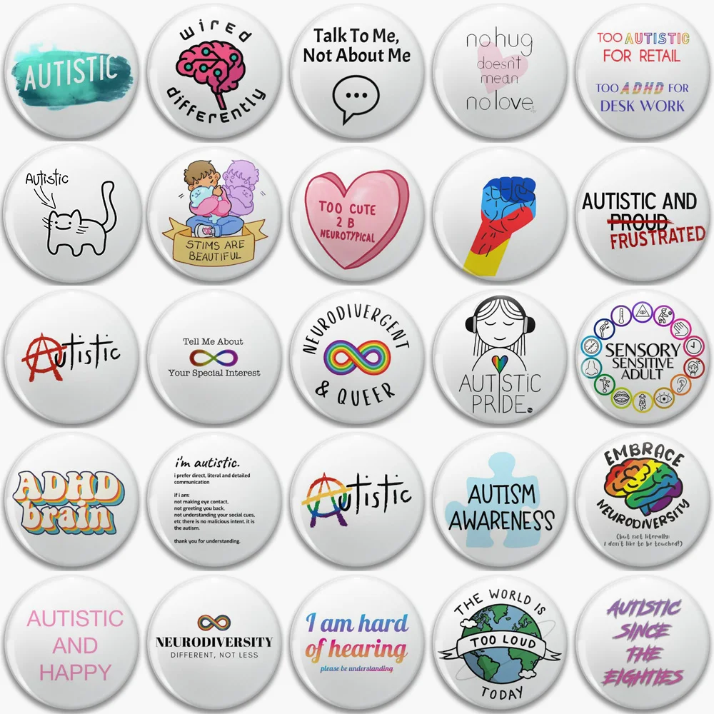 Creative Gift AUTISM Pin Badge ADHD Pins Brooches Bag Backpack Decor Pinback Jewelry Boys Girls Teens Meme Autistic Lapel Button