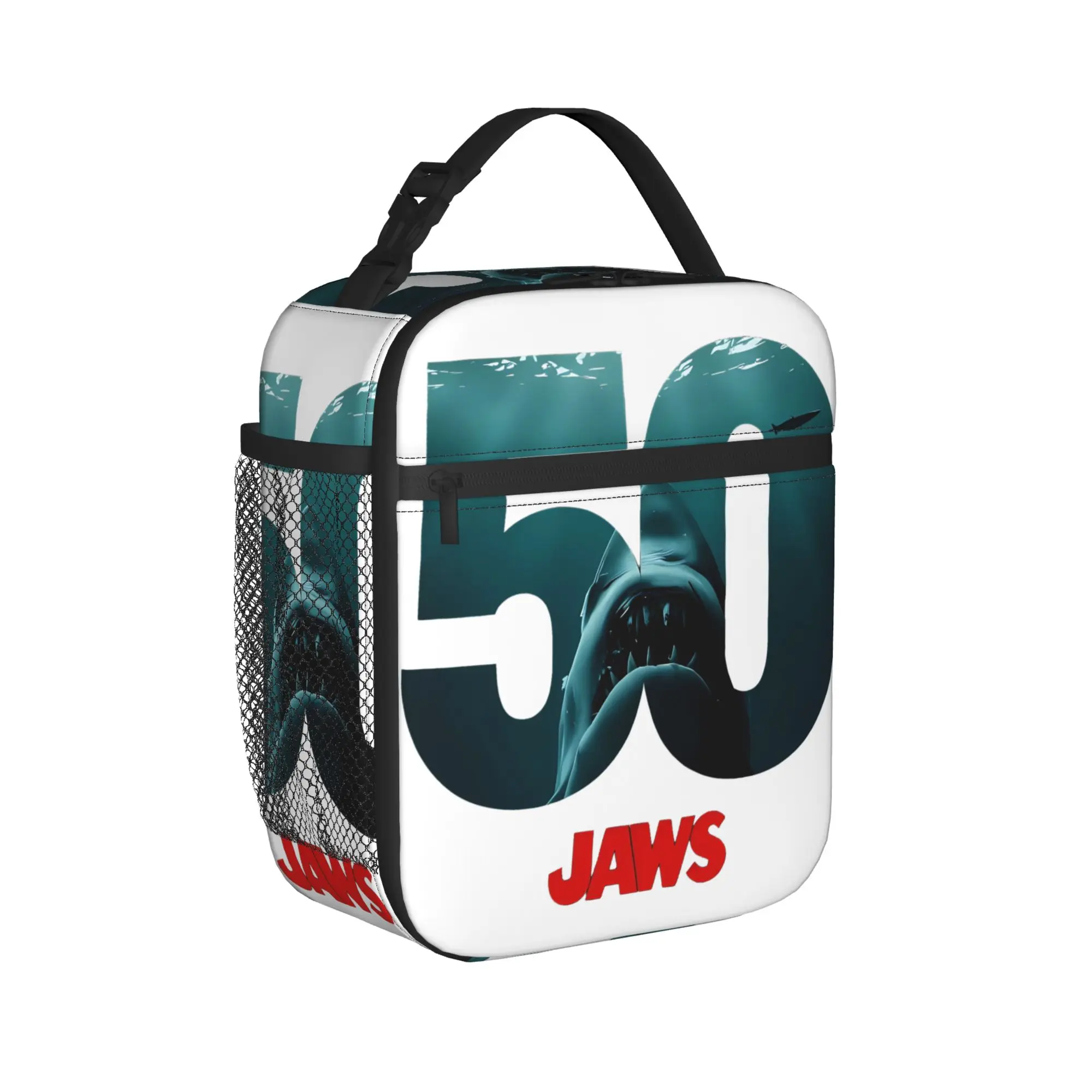 Jaws The Shark Lunch Bag For Girl Boy  Print Travel Lunch Box Casual Portable Insulated Oxford Cooler Bag